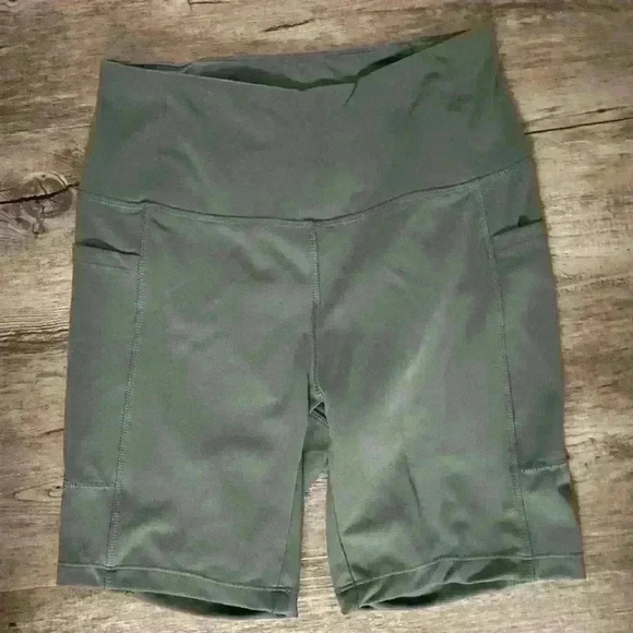 Danskin Womens High Waist Olive green Biker Shorts Size Small NWOT - Picture 1 of 3